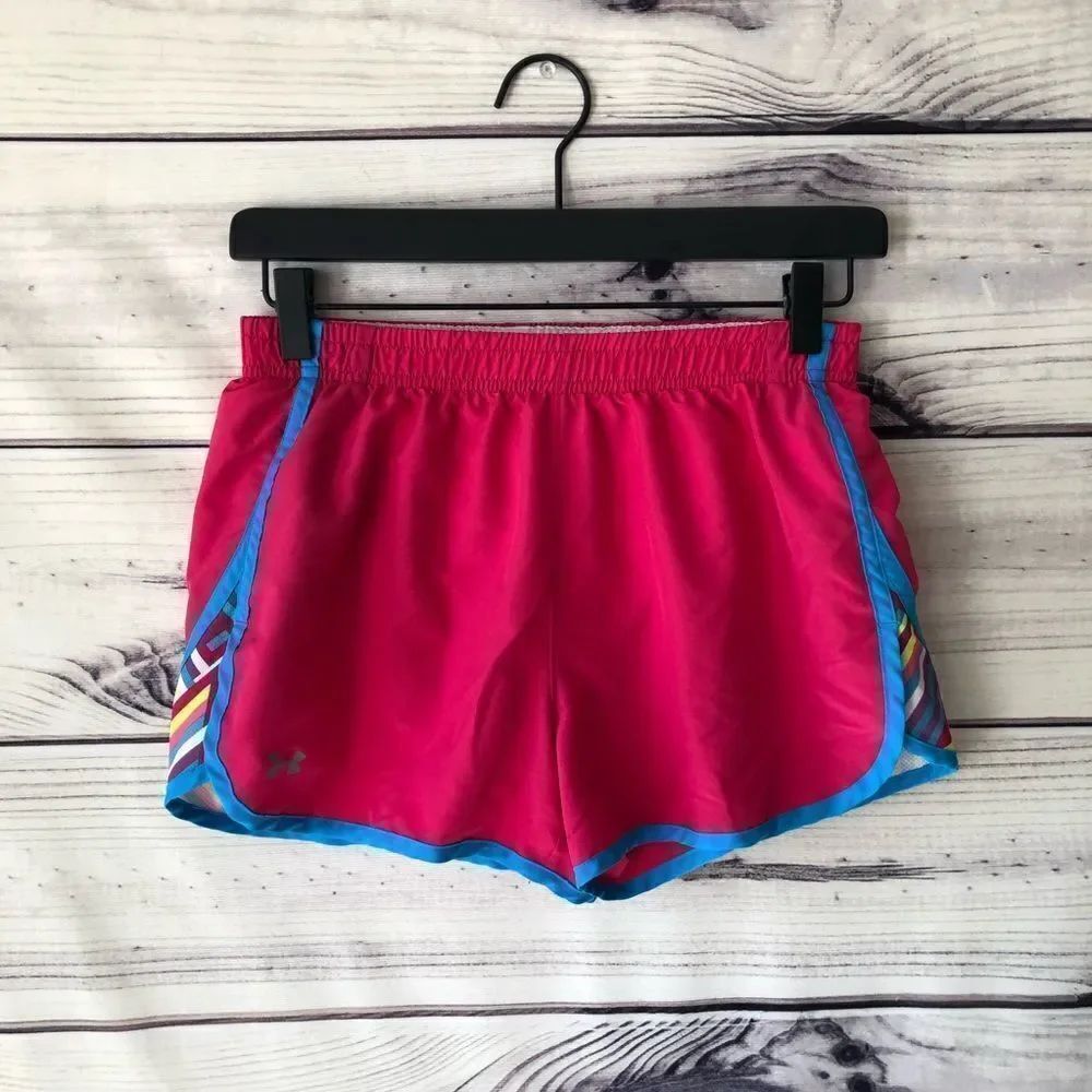 Under Armour Pink Colorful Running Shorts Small